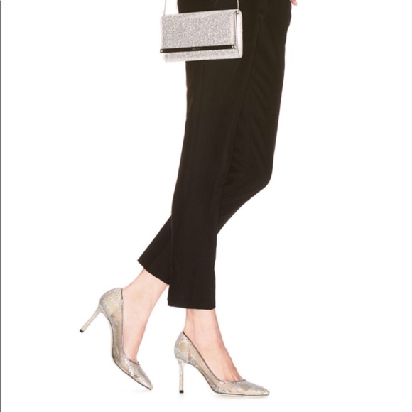 Perfect Condition Jimmy Choo Silver Lace Heels - Picture 3 of 8